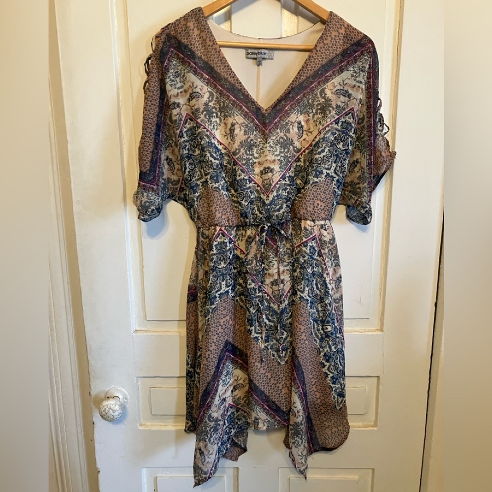 Bailey Blue Patterned V-Neck Dress